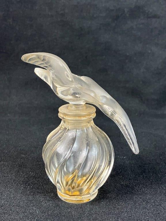 Signed Lalique Art Glass Dove Perfume Bottle - 5