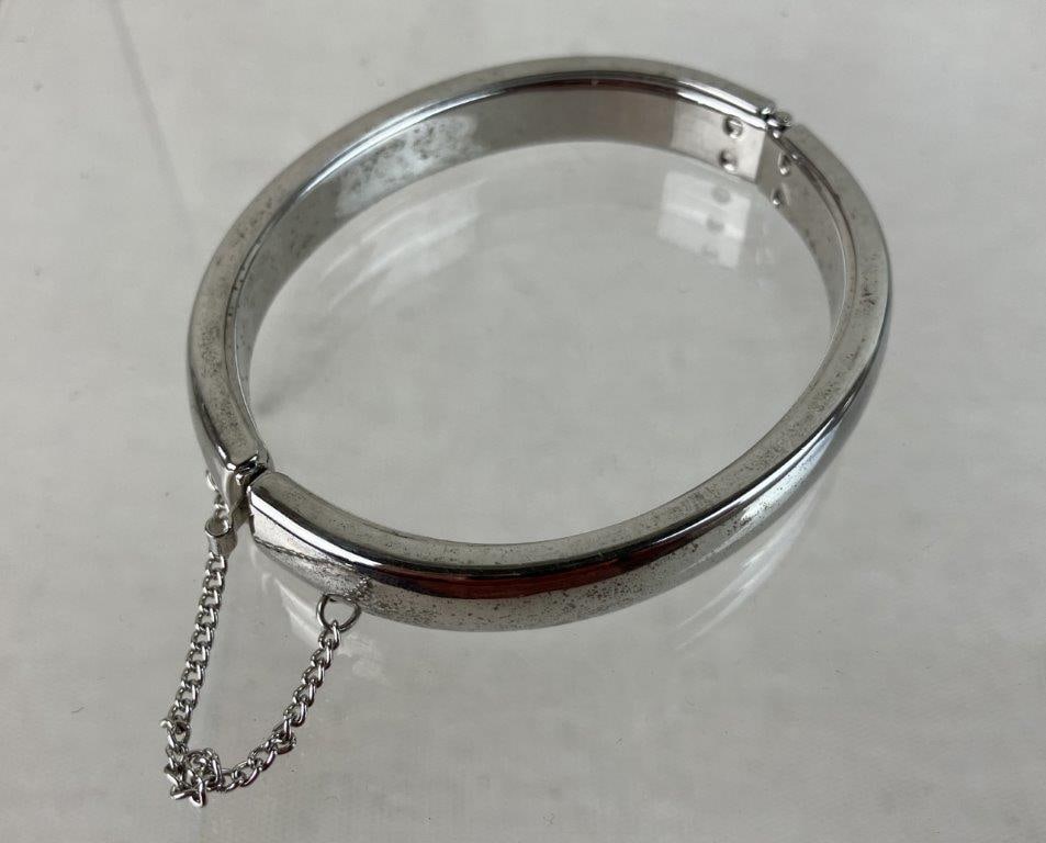 Four Silvertone Bangle Bracelets - 4