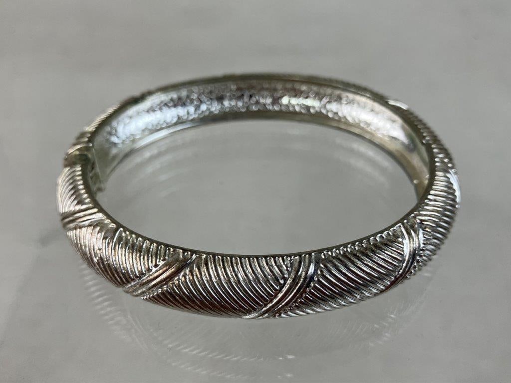 Four Silvertone Bangle Bracelets - 5