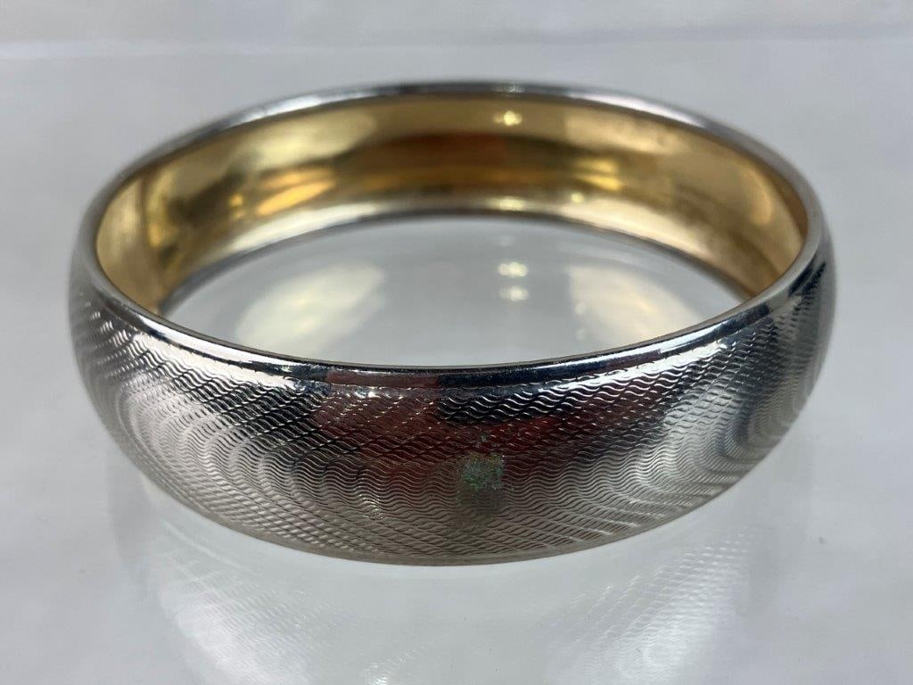 Four Silvertone Bangle Bracelets - 6