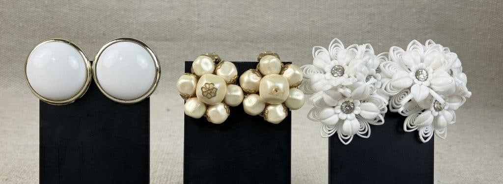 Assortment of White and Gold Tone Costume Jewelry Including Monet and Napier - 4