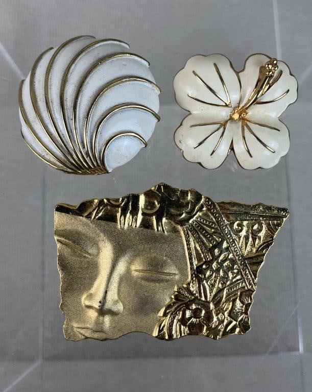 Assortment of White and Gold Tone Costume Jewelry Including Monet and Napier - 8