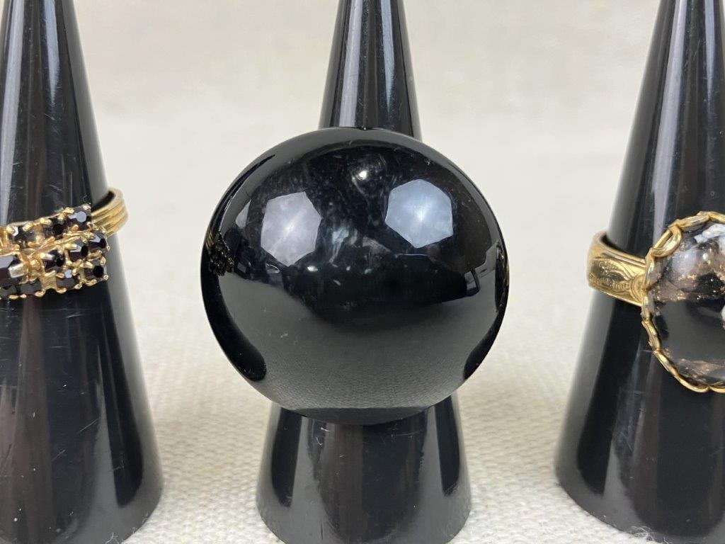 Assortment of Black Themed Costume Jewelry Including Trifari - 10