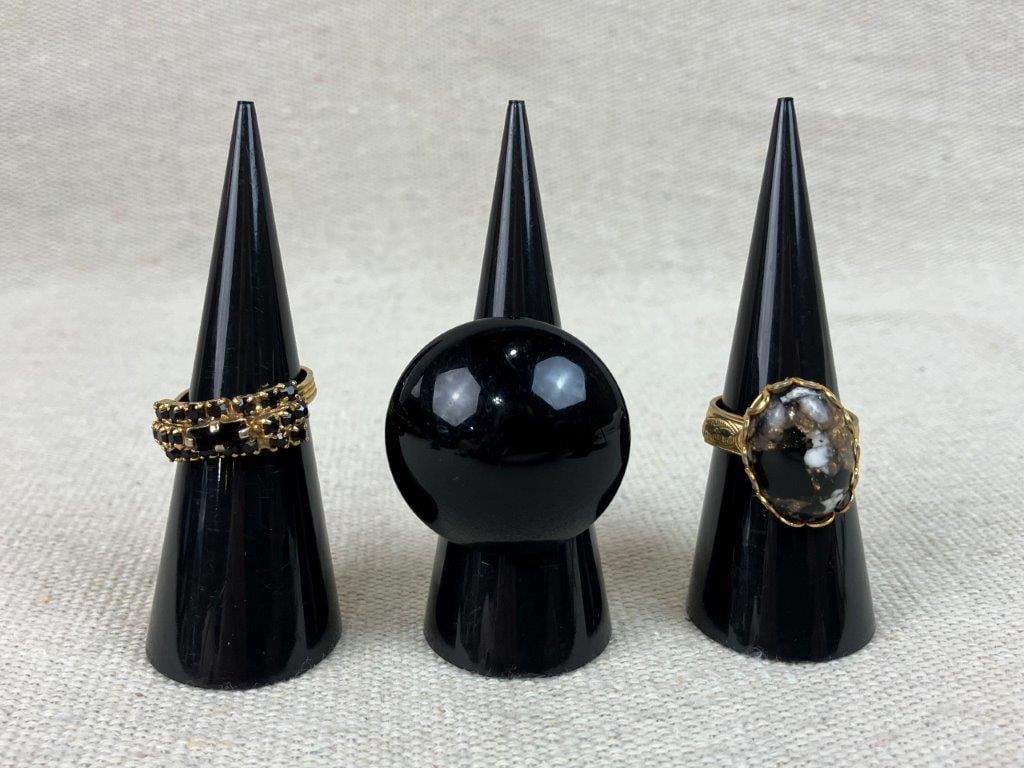 Assortment of Black Themed Costume Jewelry Including Trifari - 7