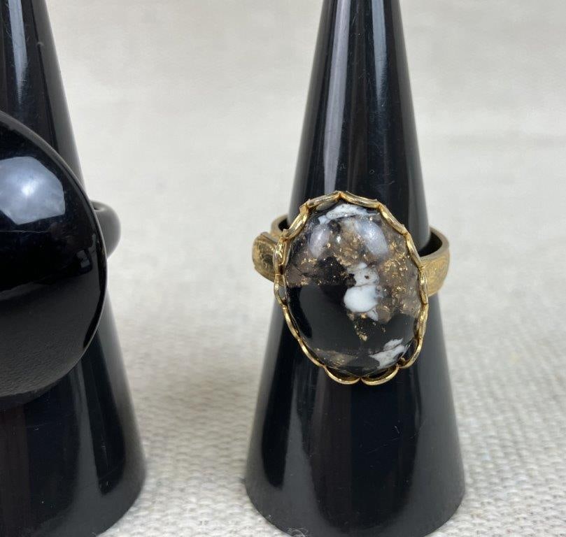Assortment of Black Themed Costume Jewelry Including Trifari - 9