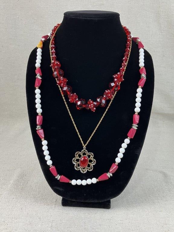 Assortment of Red and Gold-toned Jewelry Including Sarah Coventry - 15