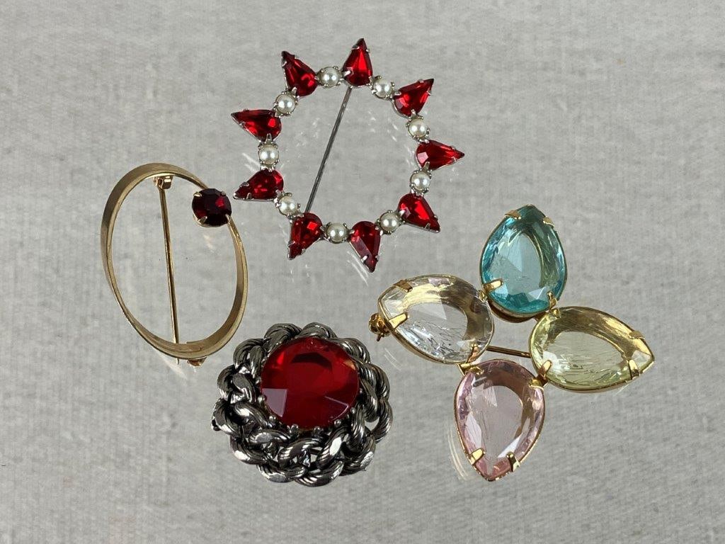 Assortment of Red and Gold-toned Jewelry Including Sarah Coventry - 7
