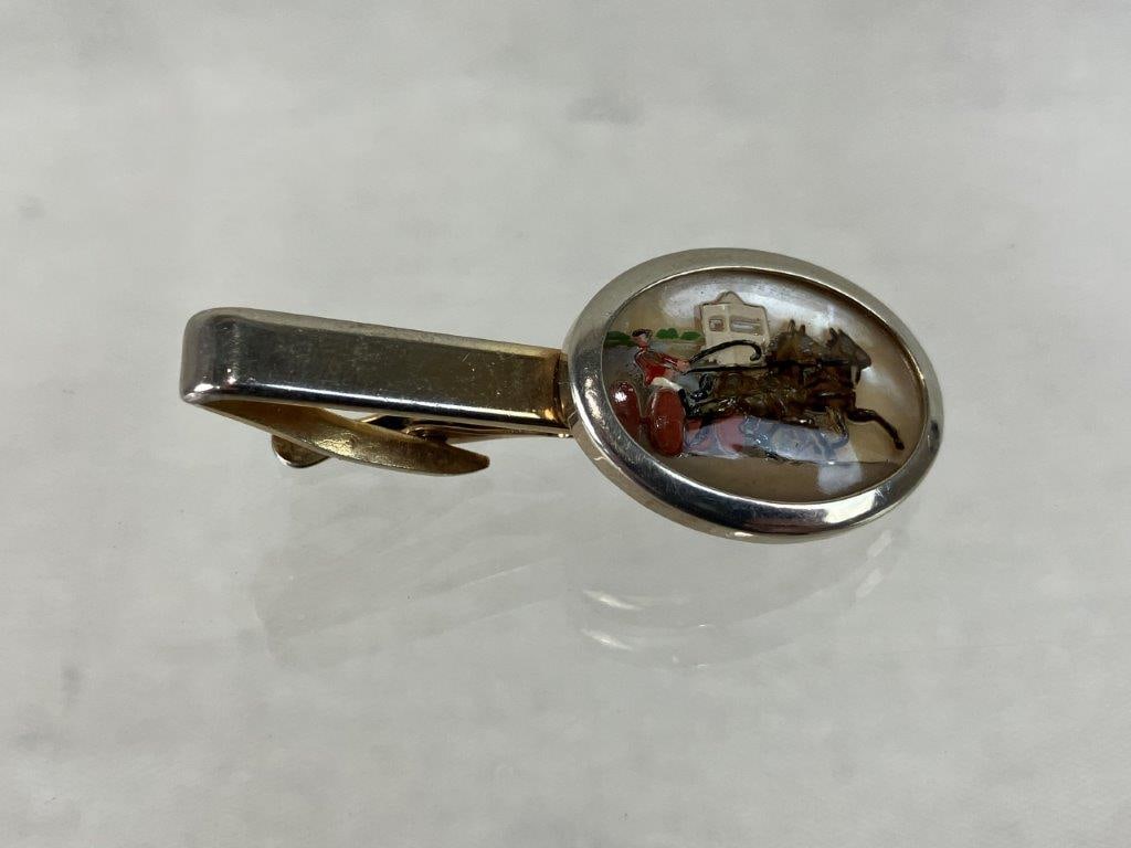 Vintage Diorama Cufflinks and Tie Clip - 5