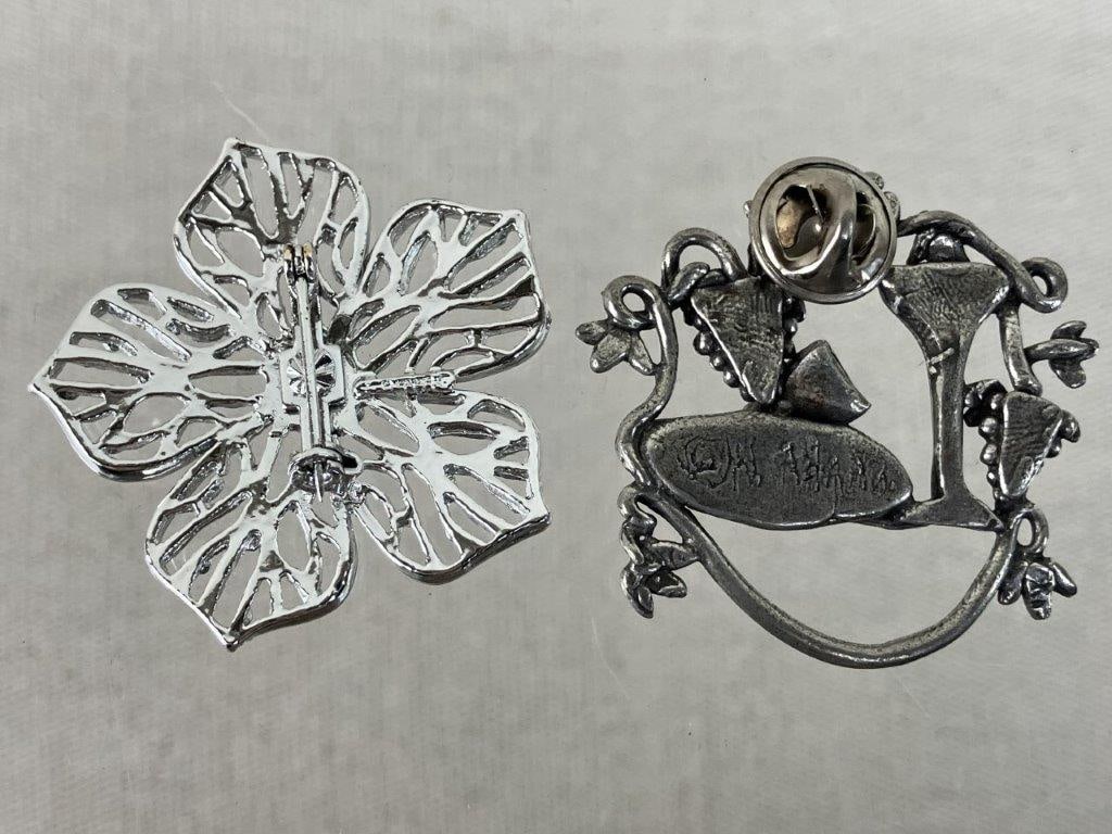 Assortment of Silver-tone Floral Brooches Including Sarah Coventry - 8
