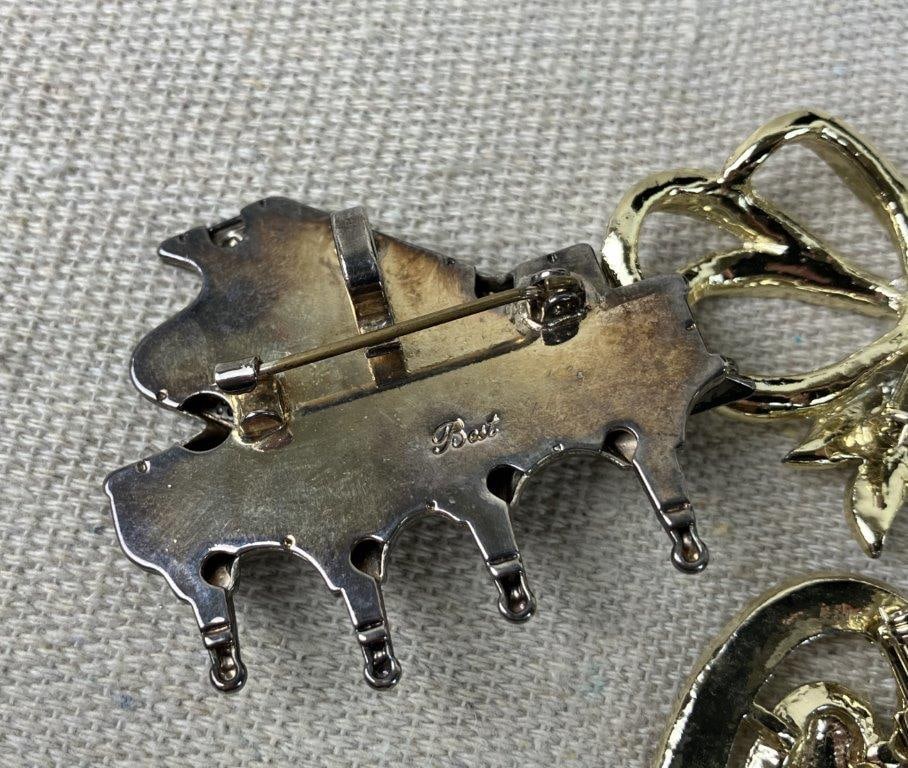 Collection of Gold and Silver-Tone Earrings and Brooches - 11