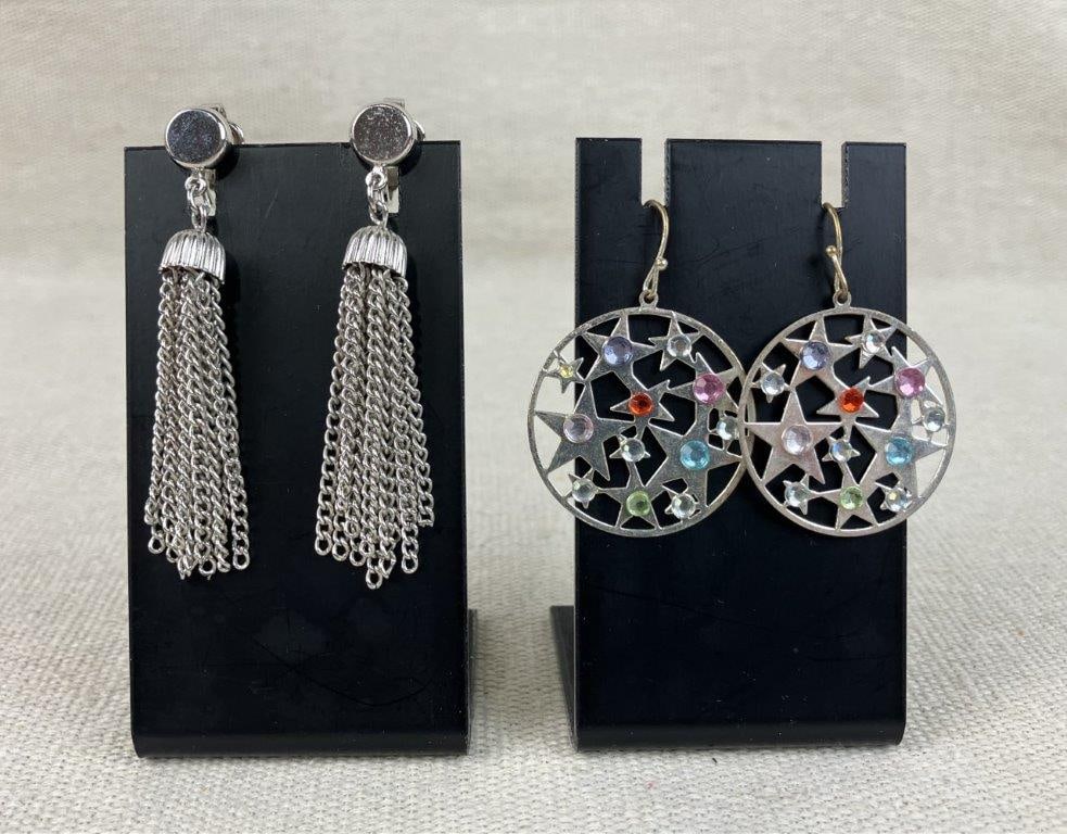 Collection of Gold and Silver-Tone Earrings and Brooches - 3