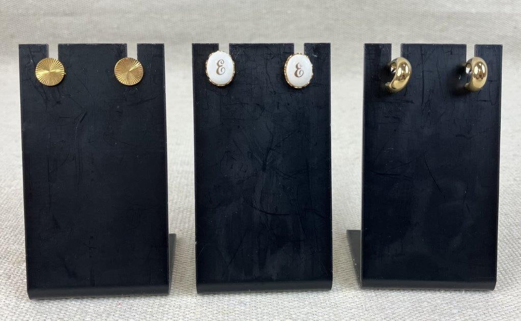 Assortment of Vintage Earrings with Brass Earring Caddy - 2