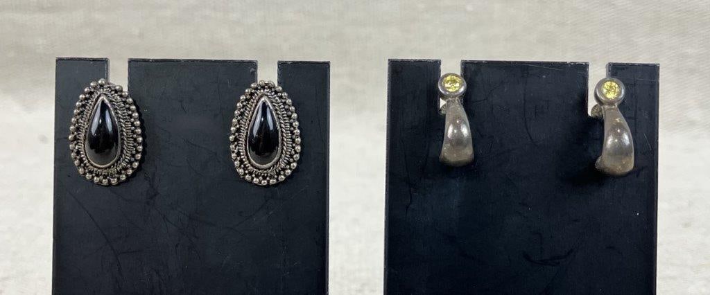Assortment of Vintage Earrings with Brass Earring Caddy - 4