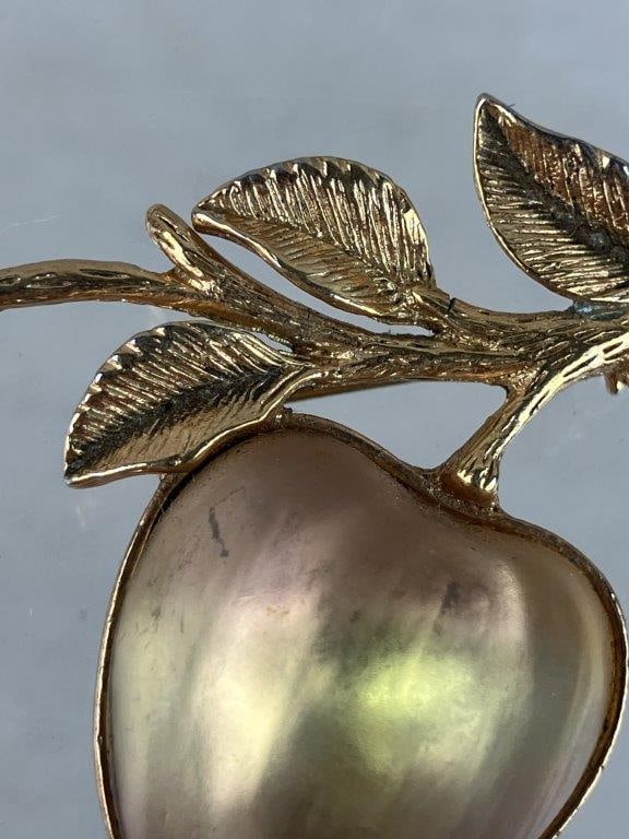 Sarah Coventry Gold-tone Apple Brooch and Clip-On Earrings, 1970 - 2