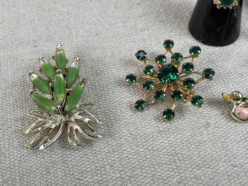 Green and Gold-toned Jewelry Assortment Including Hobe - 10