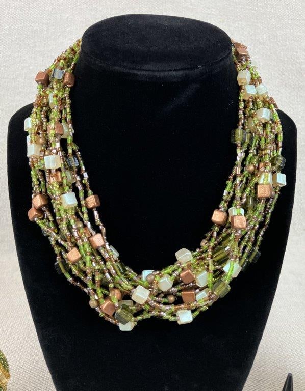 Green and Gold-toned Jewelry Assortment Including Hobe - 2