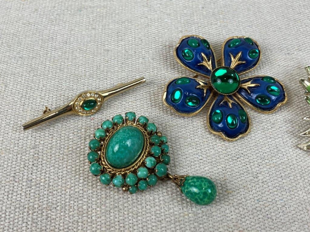 Green and Gold-toned Jewelry Assortment Including Hobe - 6