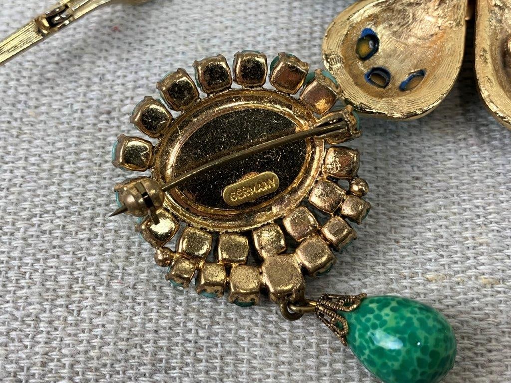 Green and Gold-toned Jewelry Assortment Including Hobe - 9