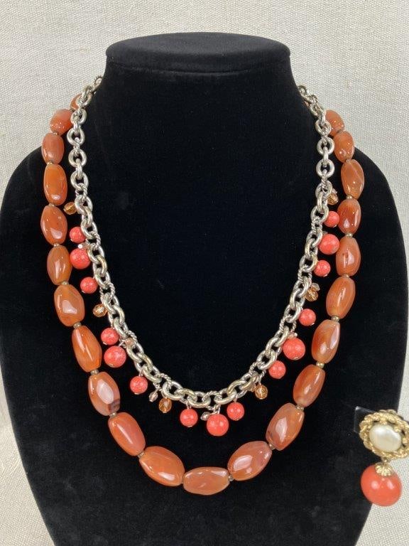 Assortment of Coral Toned Jewelry Including Trifari and Coro - 2