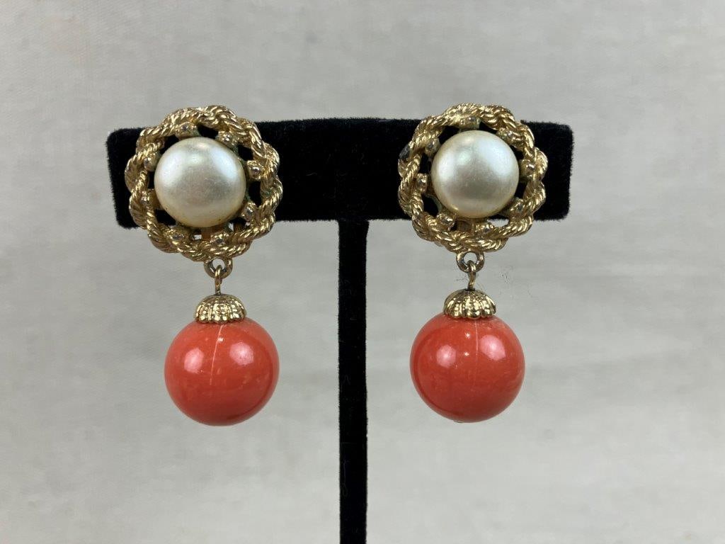 Assortment of Coral Toned Jewelry Including Trifari and Coro - 4