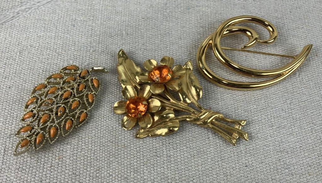 Assortment of Coral Toned Jewelry Including Trifari and Coro - 8