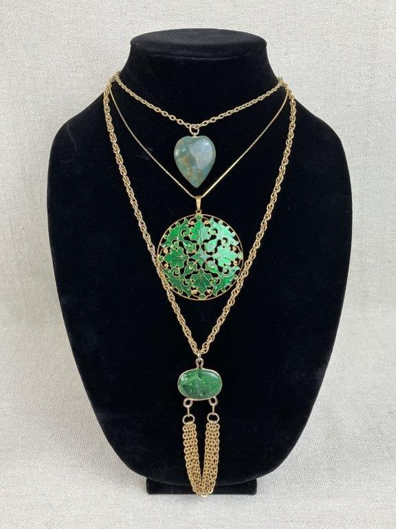 Vintage Costume Jewelry Assortment in Green Tones - 2