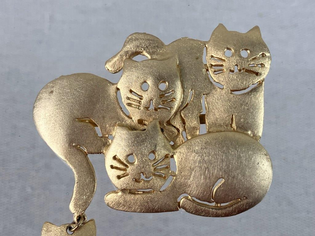 Gold-Tone Cat Brooches - 3
