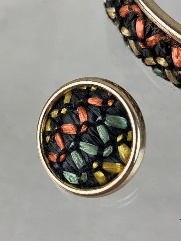 Sarah Coventry Gold Tone Basket Weave Bangle and Earrings,1964 - 2