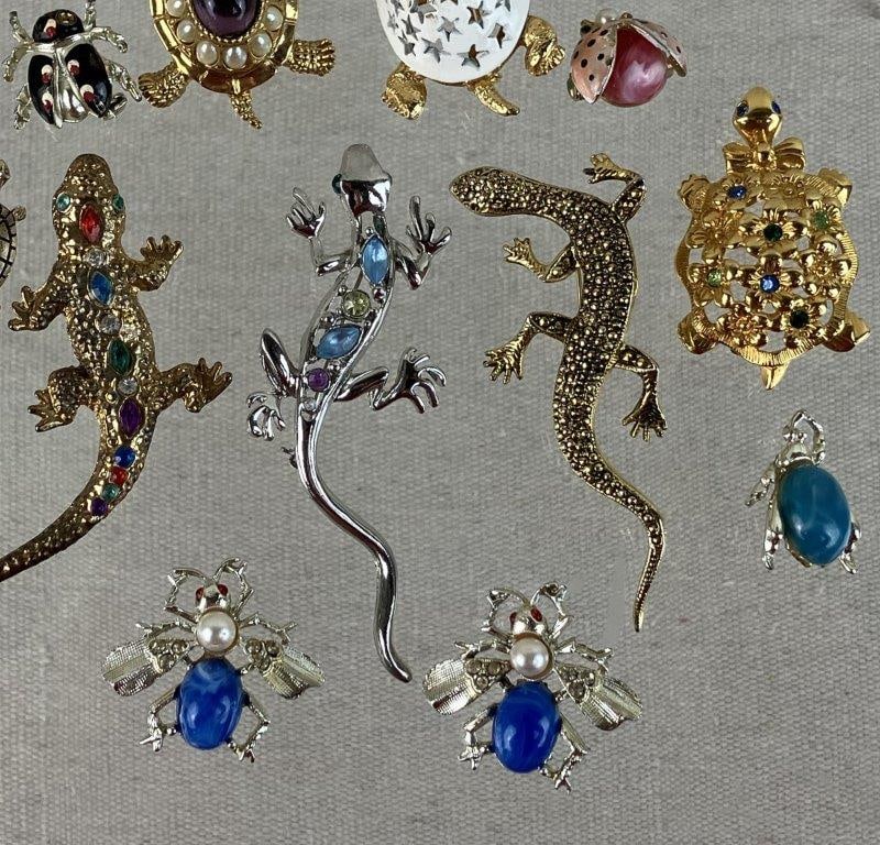 Collection of Reptile and Insect Brooches - 2