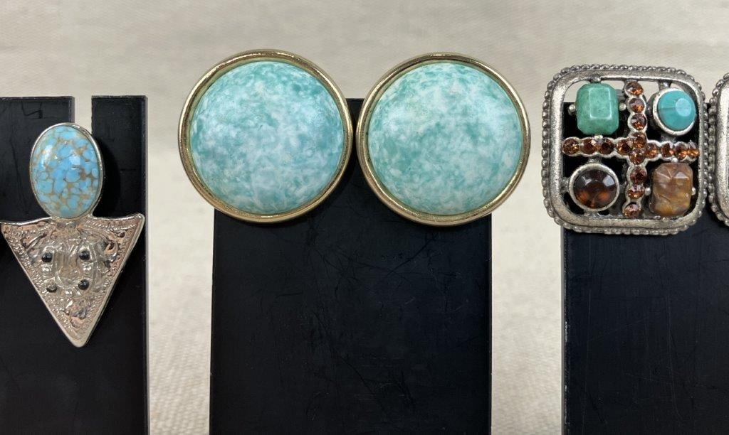 Turquoise-Toned Costume Jewelry Assortment Including Avon - 10