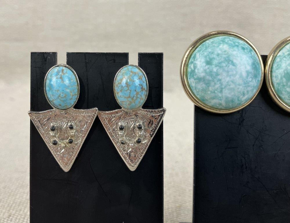 Turquoise-Toned Costume Jewelry Assortment Including Avon - 11