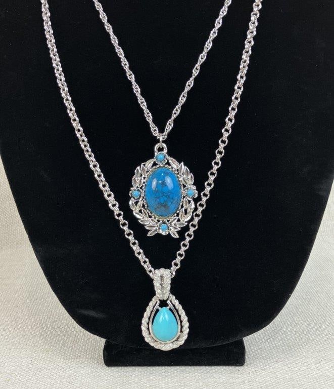 Turquoise-Toned Costume Jewelry Assortment Including Avon - 2