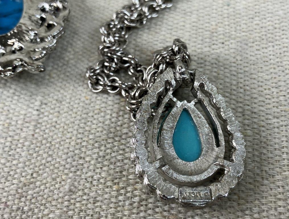 Turquoise-Toned Costume Jewelry Assortment Including Avon - 3
