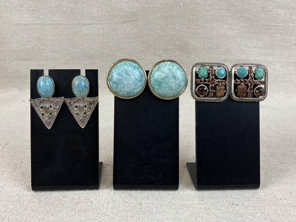 Turquoise-Toned Costume Jewelry Assortment Including Avon - 8