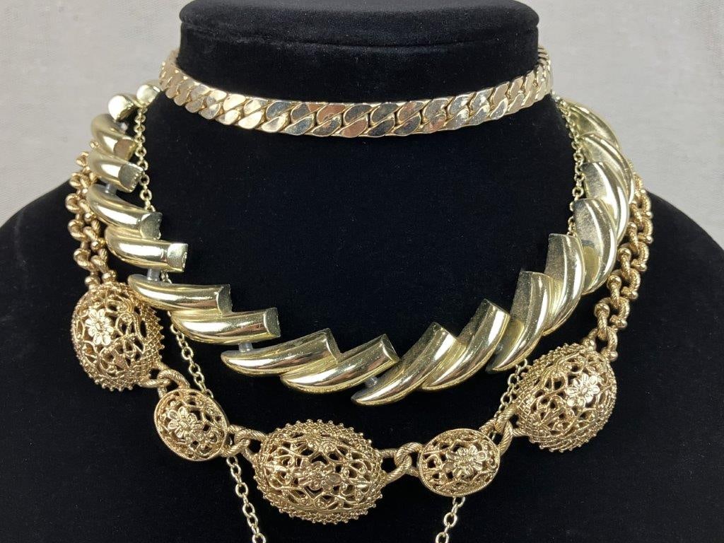 Gold Tone Vintage Costume Jewelry Assortment - 7