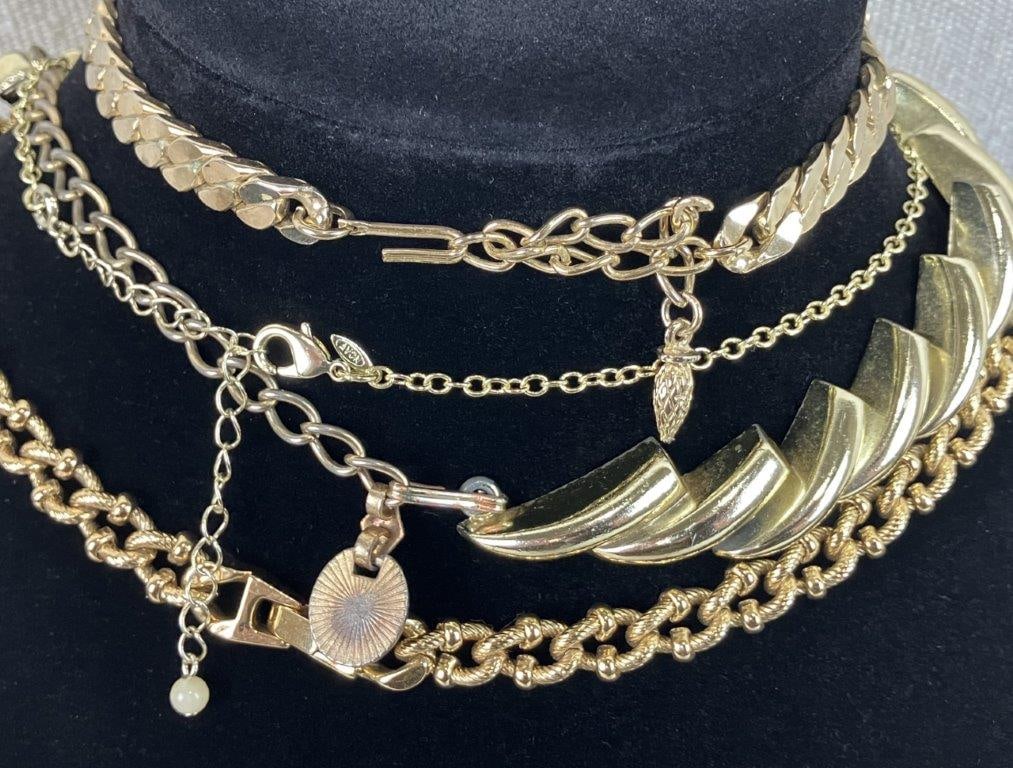 Gold Tone Vintage Costume Jewelry Assortment - 8