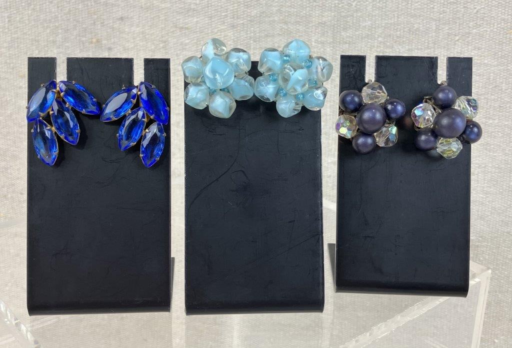 Assortment of Vintage Blue-toned Jewelry Including Monet and Bobley - 9