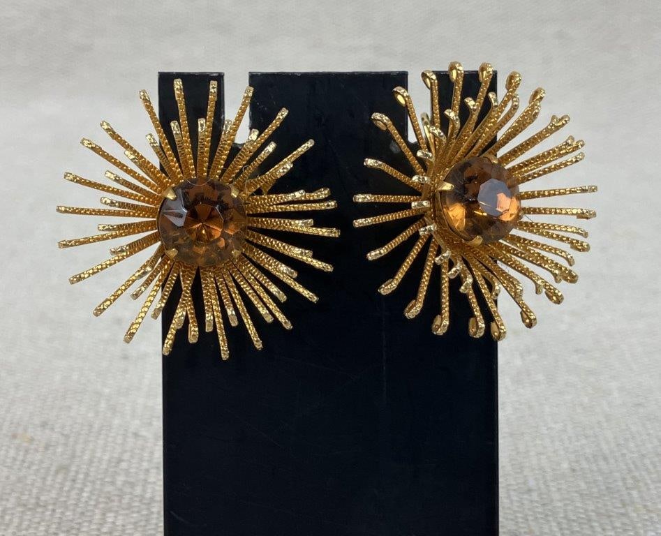 Assortment of Amber and Gold-toned Jewelry Including Sarah Coventry - 9