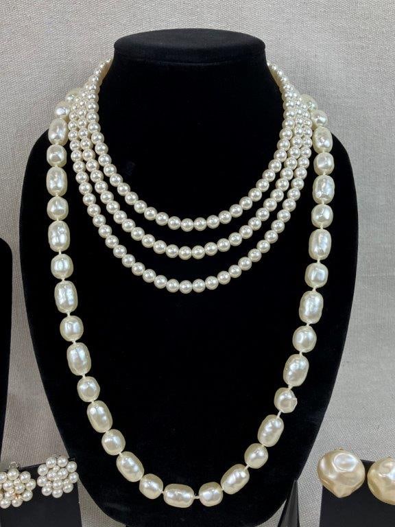 Assortment of Faux Pearl Jewelry Including Sarah Coventry, Avon, and Judy Lee - 2