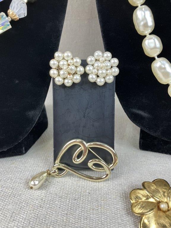 Assortment of Faux Pearl Jewelry Including Sarah Coventry, Avon, and Judy Lee - 5