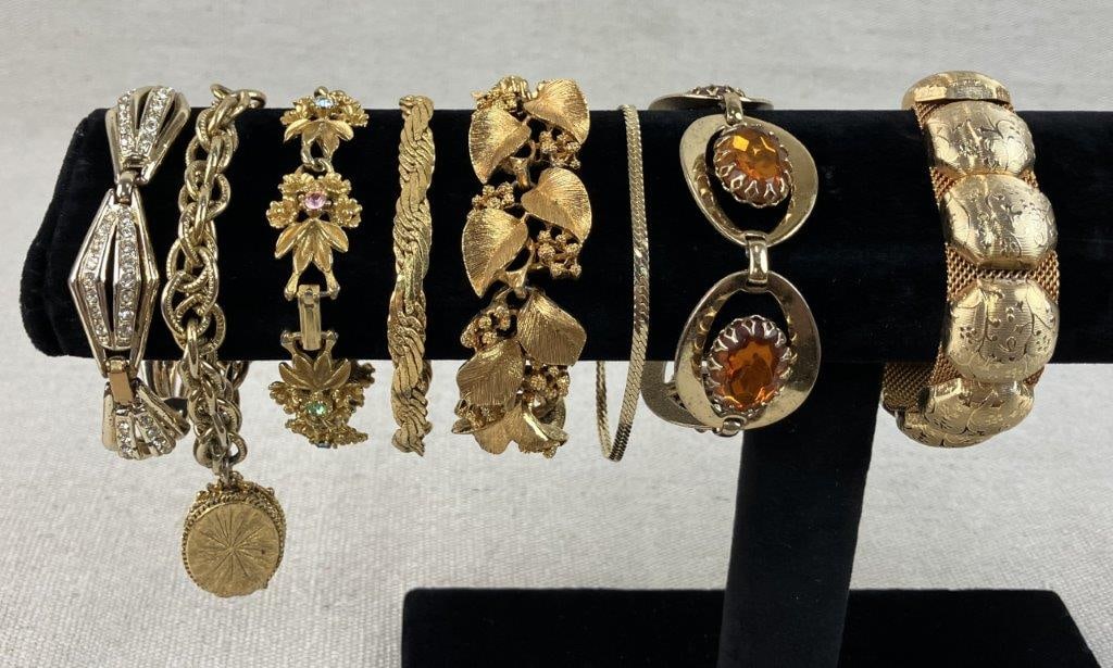Gold Tone Costume Jewelry Assortment Including Napier and Hobe - 4