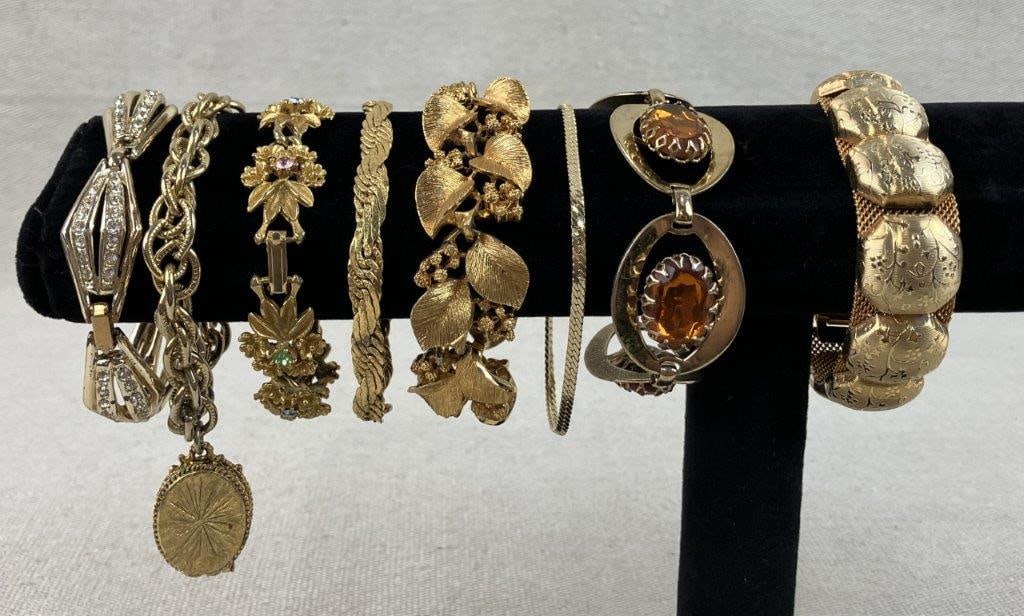 Gold Tone Costume Jewelry Assortment Including Napier and Hobe - 5