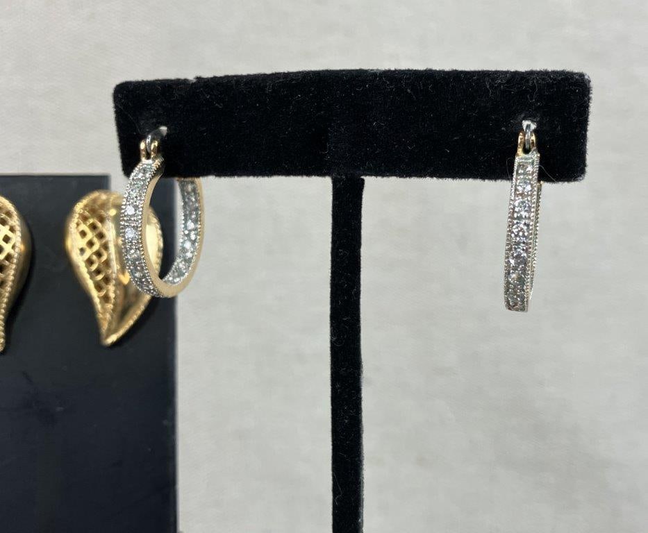 Gold Tone Costume Jewelry Earrings Assortment Including Napier - 2