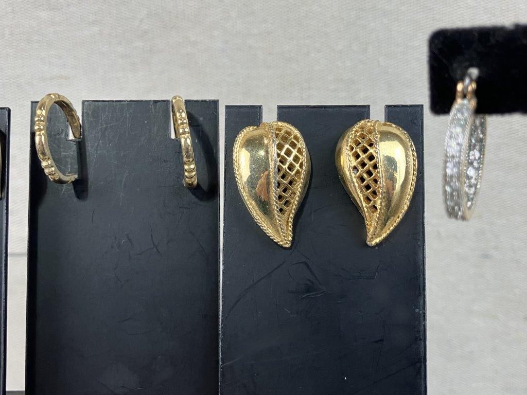 Gold Tone Costume Jewelry Earrings Assortment Including Napier - 7