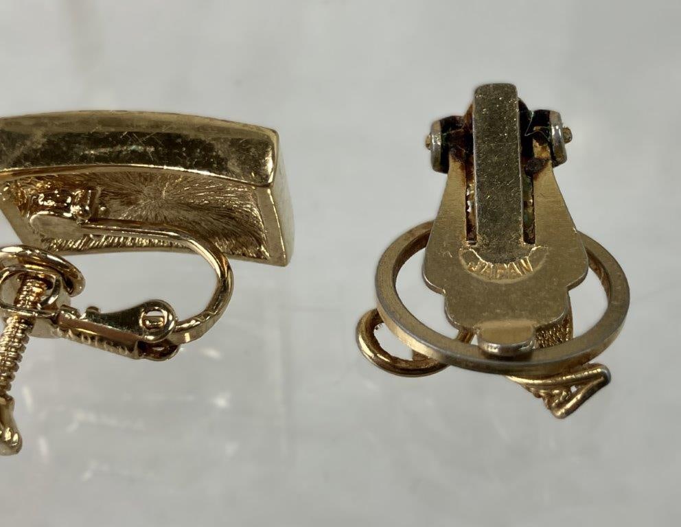 Gold Tone Costume Jewelry Earrings Assortment Including Napier - 8