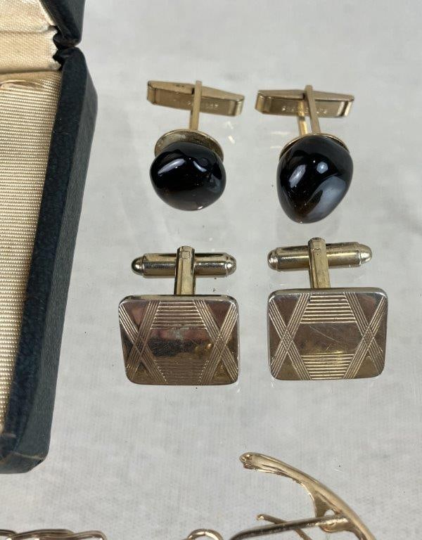Assortment of Vintage Gold-tone Cufflinks and Tie Clips - 3