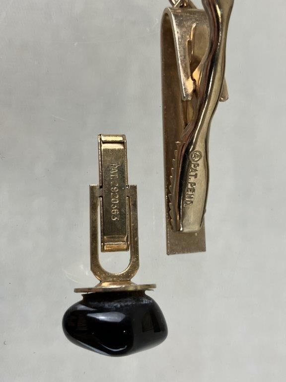 Assortment of Vintage Gold-tone Cufflinks and Tie Clips - 6