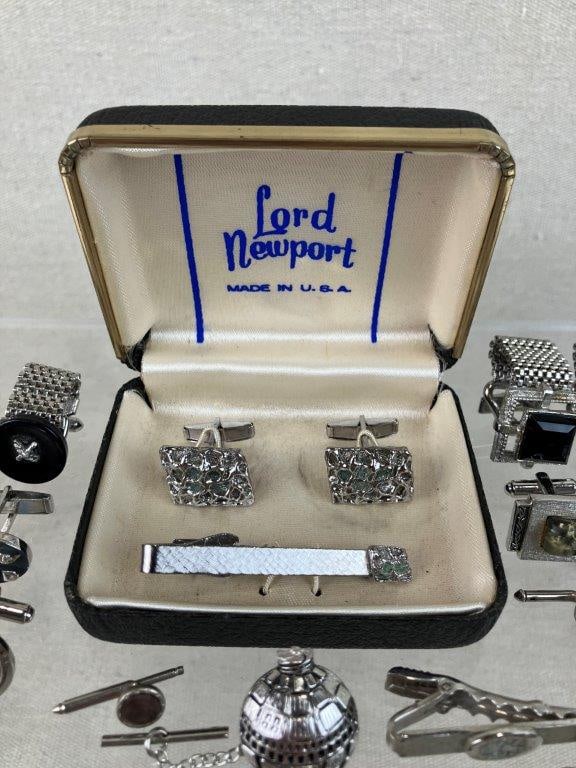 Assortment of Silver-tone Men's Tie Clips and Cuff Links - 2