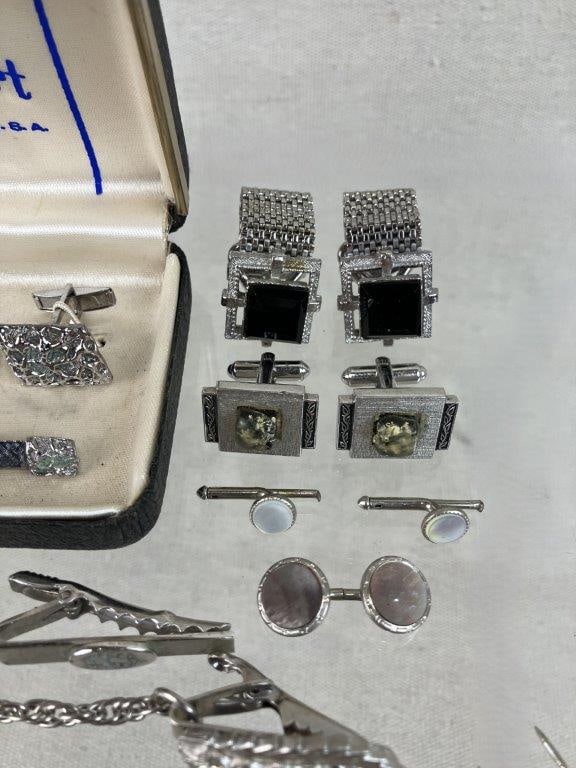 Assortment of Silver-tone Men's Tie Clips and Cuff Links - 3