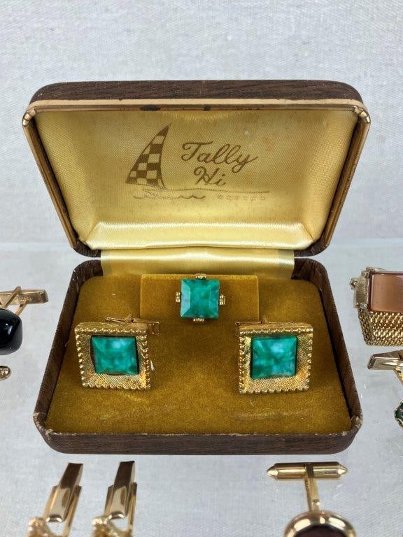 Assortment of Gold-tone Cuff Links Including Tally Hi - 2